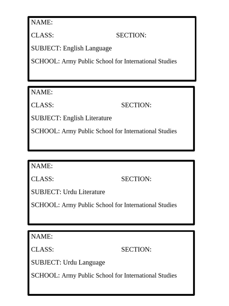 Notebook Student Name Tags | PDF