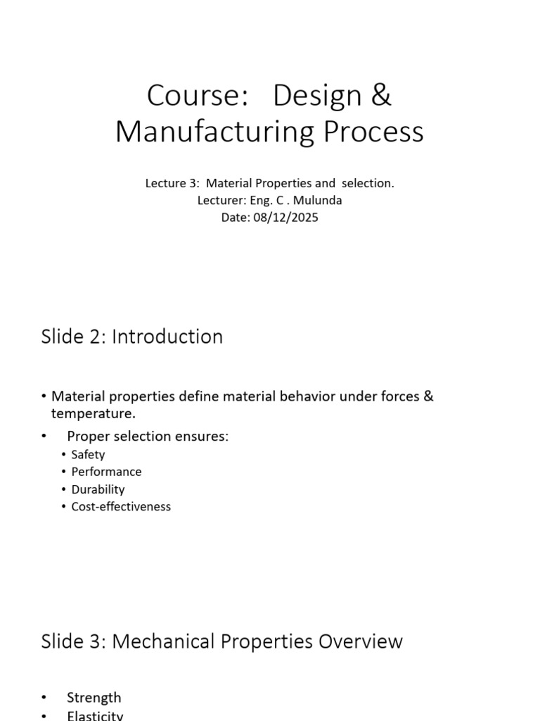 EM 470 Lecture 3 Material Properties and Material Selection | PDF ...