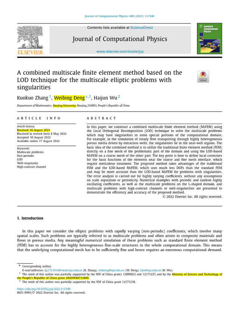 2022_Zhang Et Al._a Combined Multiscale Finite Element Method Based on ...