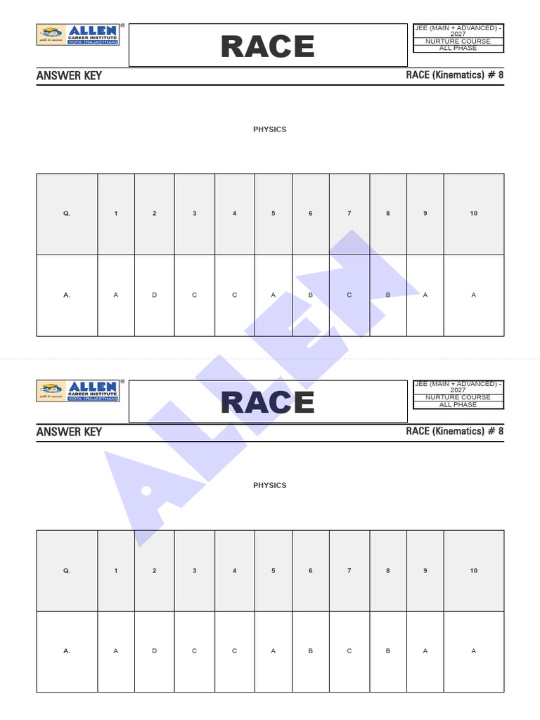 08 N-Race Kinematics Answer Key KTJAPHNURC26008.PDF | PDF