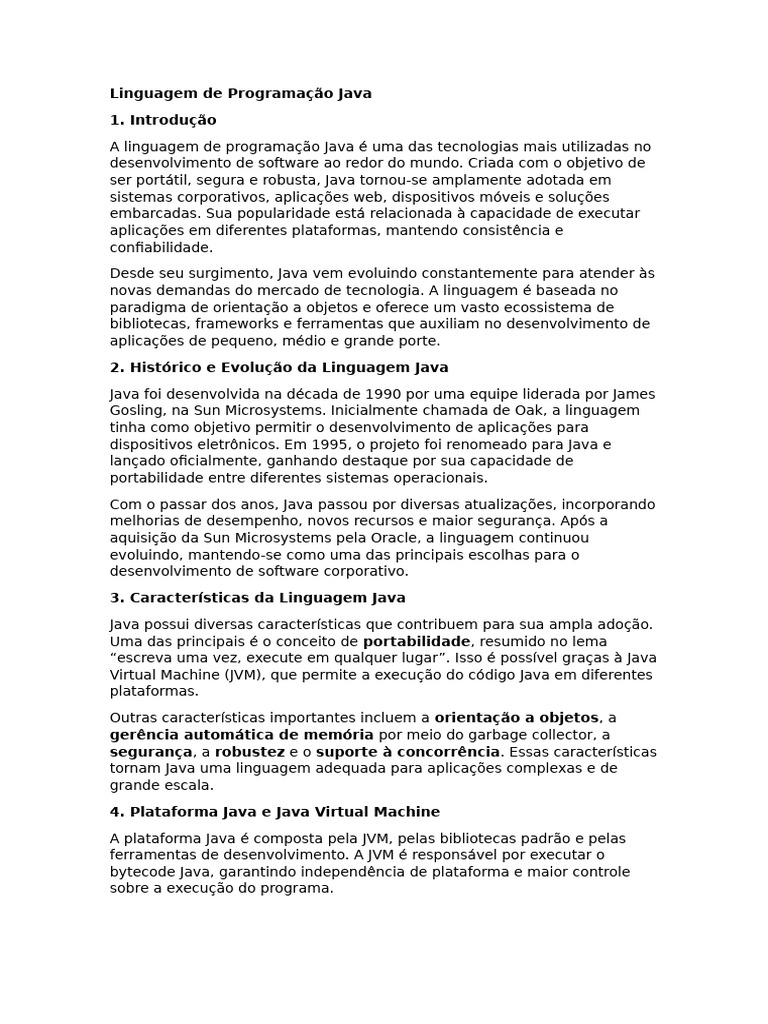 Linguagem de Programação Java | PDF | Java (linguagem de programação ...