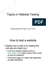 Topics in Website Testing: (Reading Assignment: Chapter 14, Pp. 211-227)