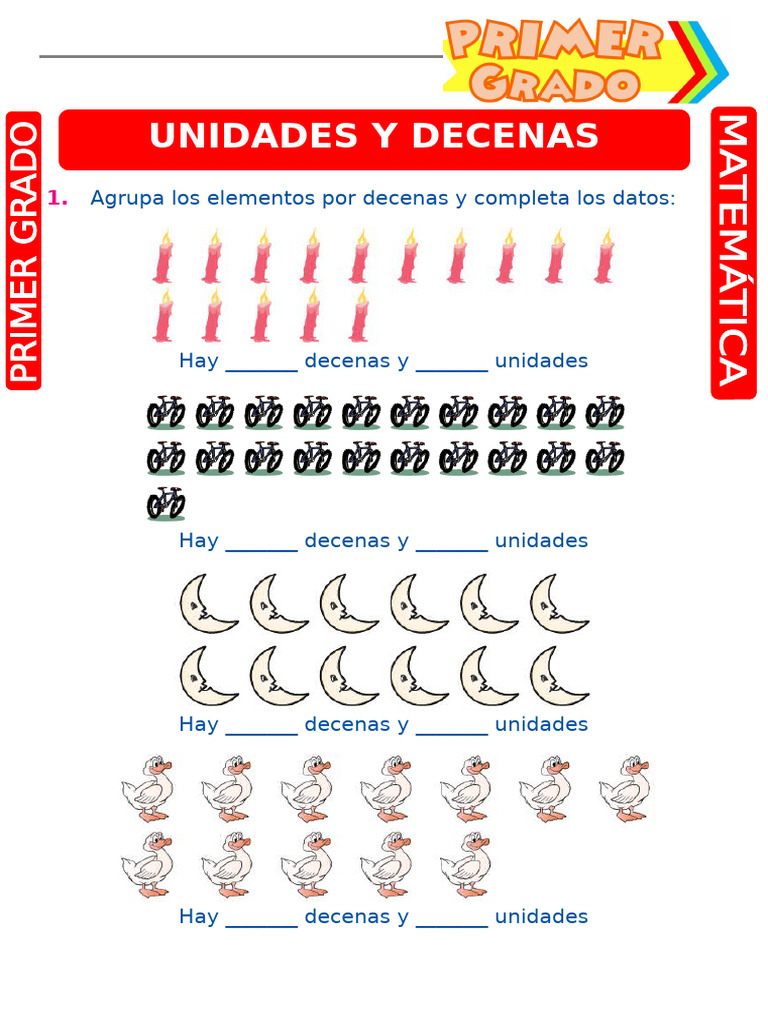 Unidades y Decenas para Primer Grado de Primaria | PDF