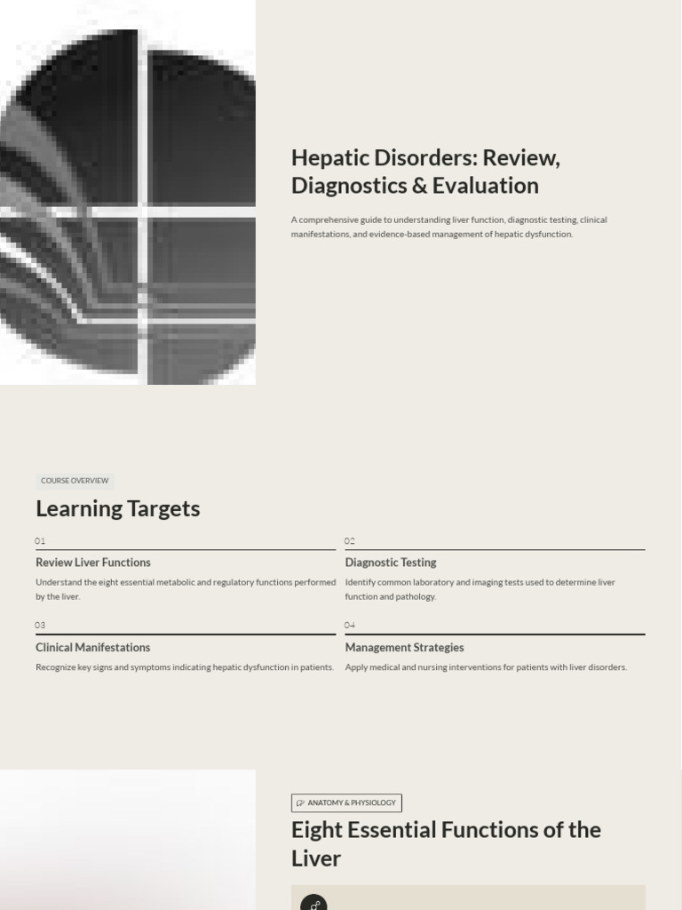 Hepatic Disorders Review Diagnostics and Evaluation | PDF | Liver ...