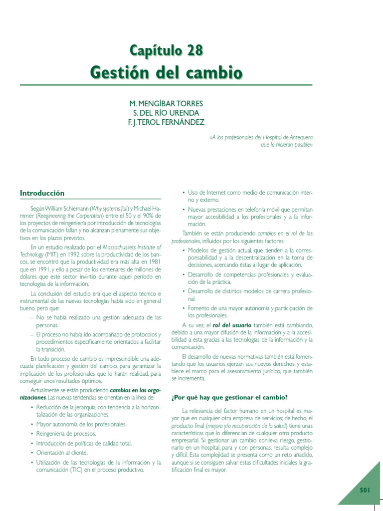 1 Gestion Del Cambio | PDF | Las emociones | Tecnología de información ...
