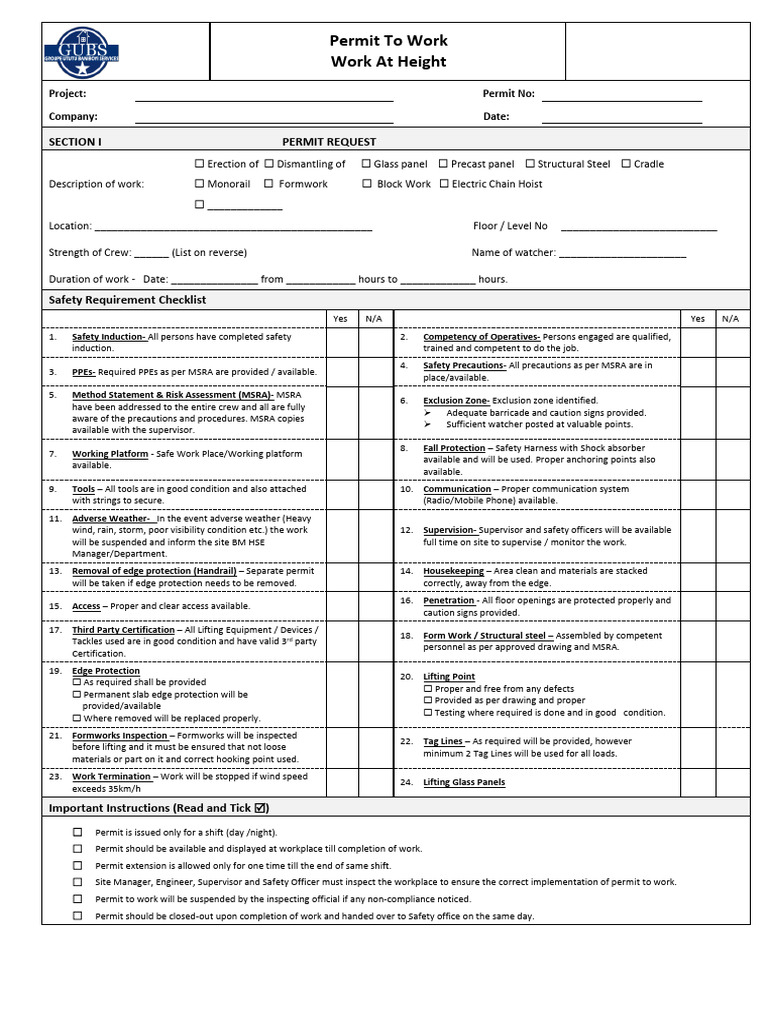Safety File Element 7.5 PTW Work at Height | PDF | Safety
