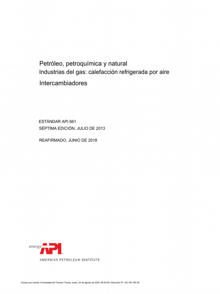 API 661 - 2018 Español | PDF | Intercambiador de calor | Presión