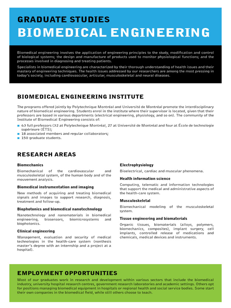 Feuillet Biomedical Eng | PDF | Biomedical Engineering | Medical Imaging