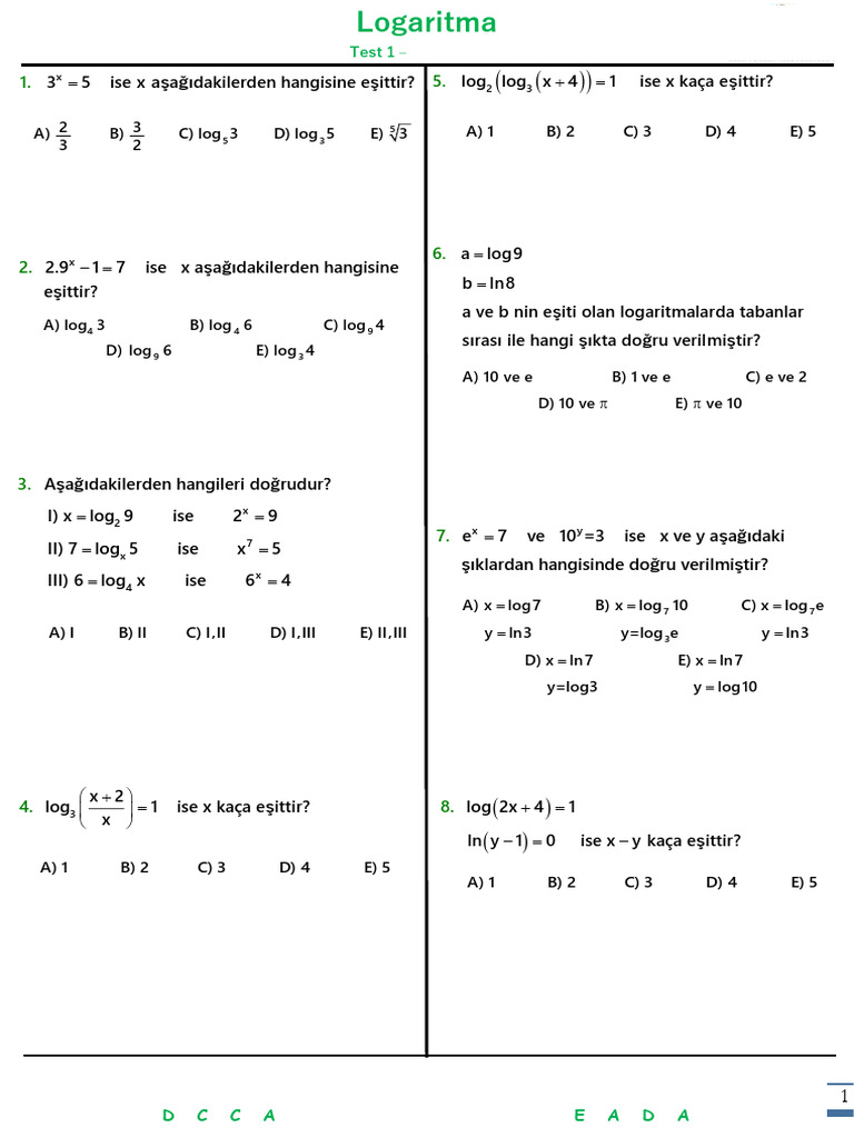 Logaritma Test 1 K | PDF