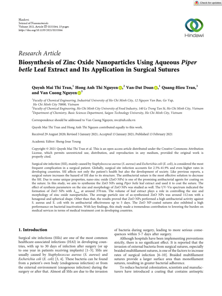 Biosynthesis of Zinc Oxide Nanoparticles | PDF | Zinc Oxide | Nanoparticle