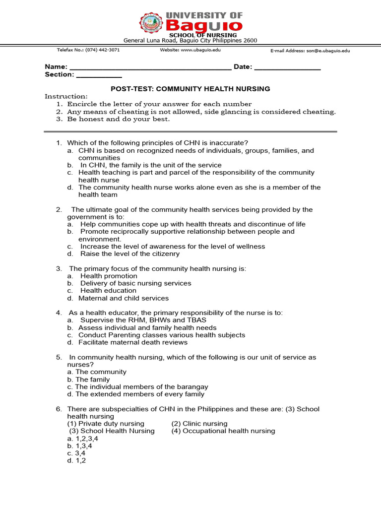POST-TEST-1 | PDF | Public Health | Health Care