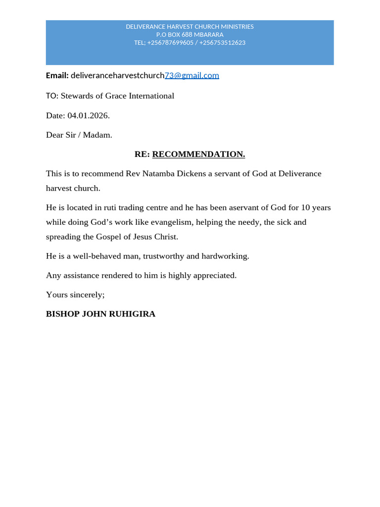 Recommendation Letters (1) Revised | PDF | God In Christianity ...