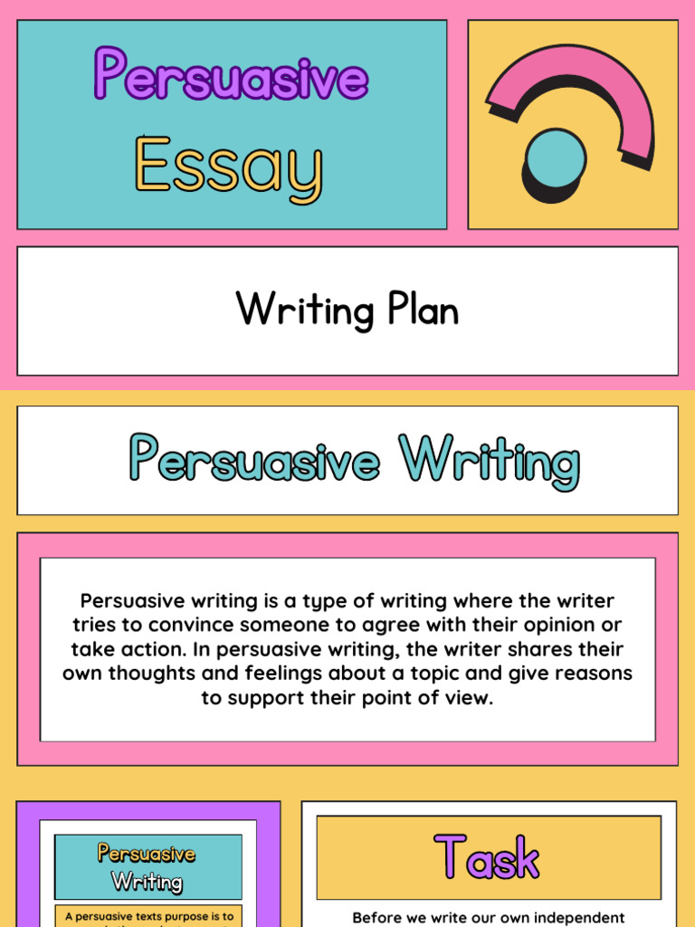 Persuasive Writing Scaffold Presentation in Colorful Retro Lined Style ...