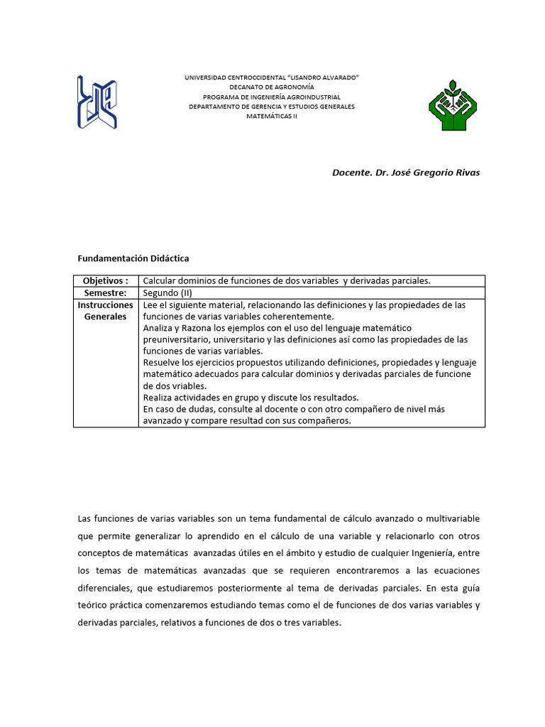 Funciones de Varias Variables | PDF | Función (Matemáticas) | Ecuación ...