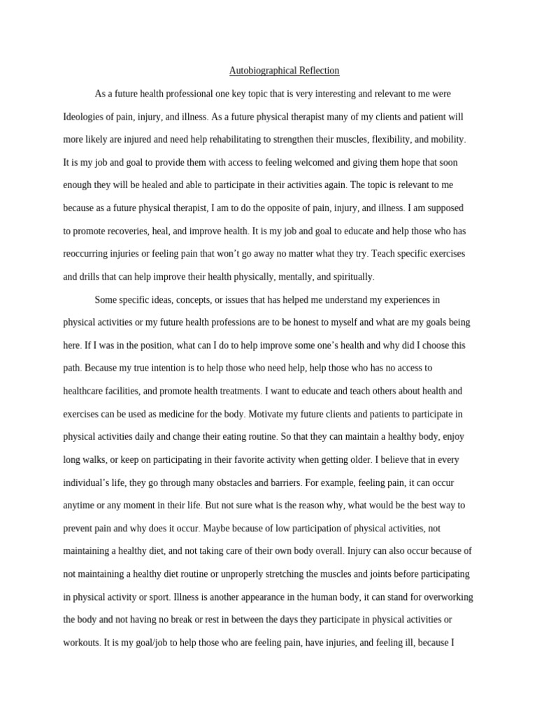 Autobiographical Reflection | PDF | Physical Therapy | Pain