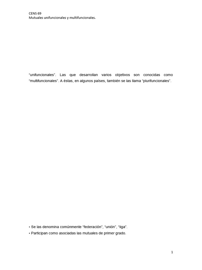 Mutuales Unifuncionales | PDF