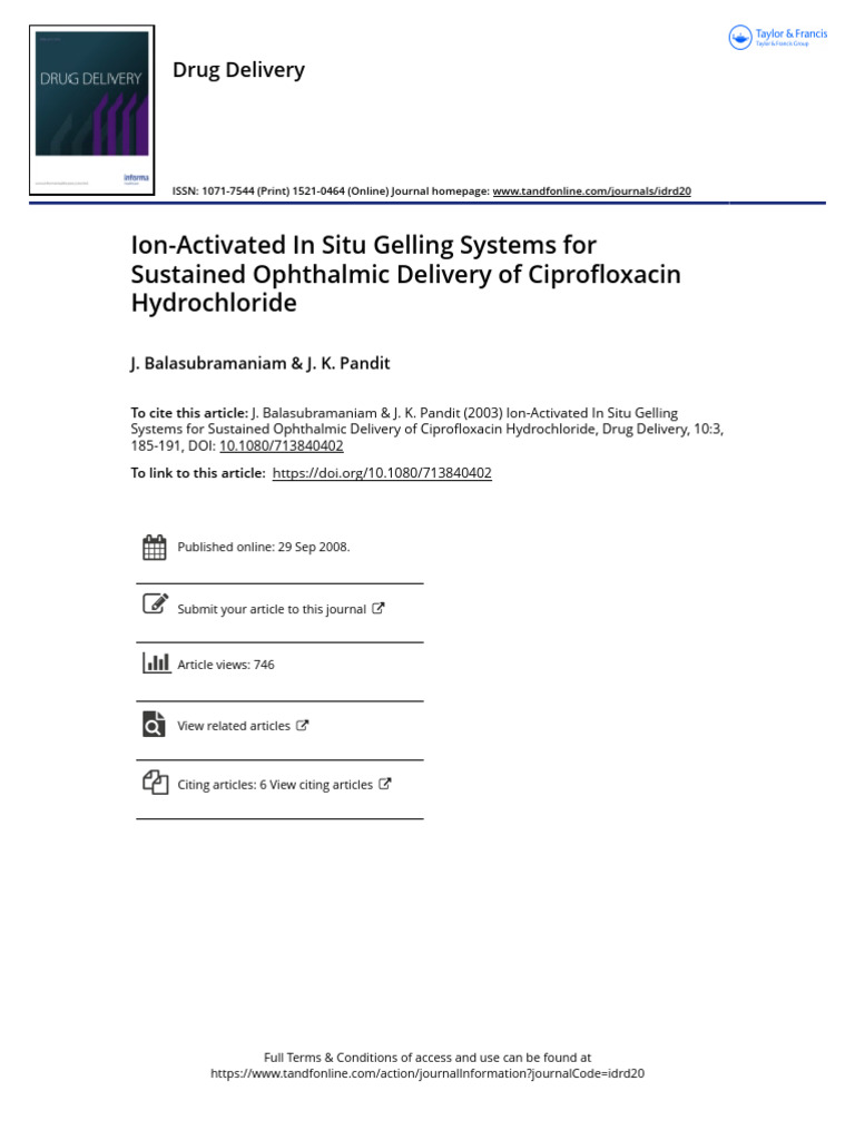 Ion-Activated in Situ Gelling Systems For Sustained Ophthalmic Delivery ...