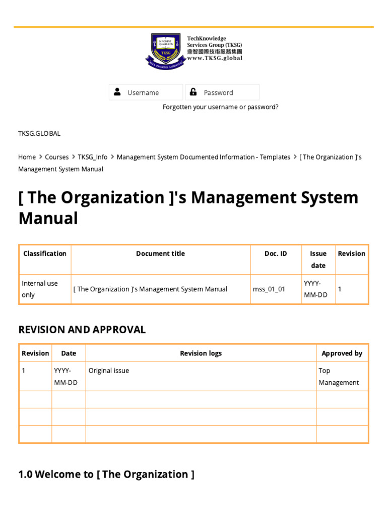 TKSG - Info - (The Organization) 'S Management System Manual | PDF ...