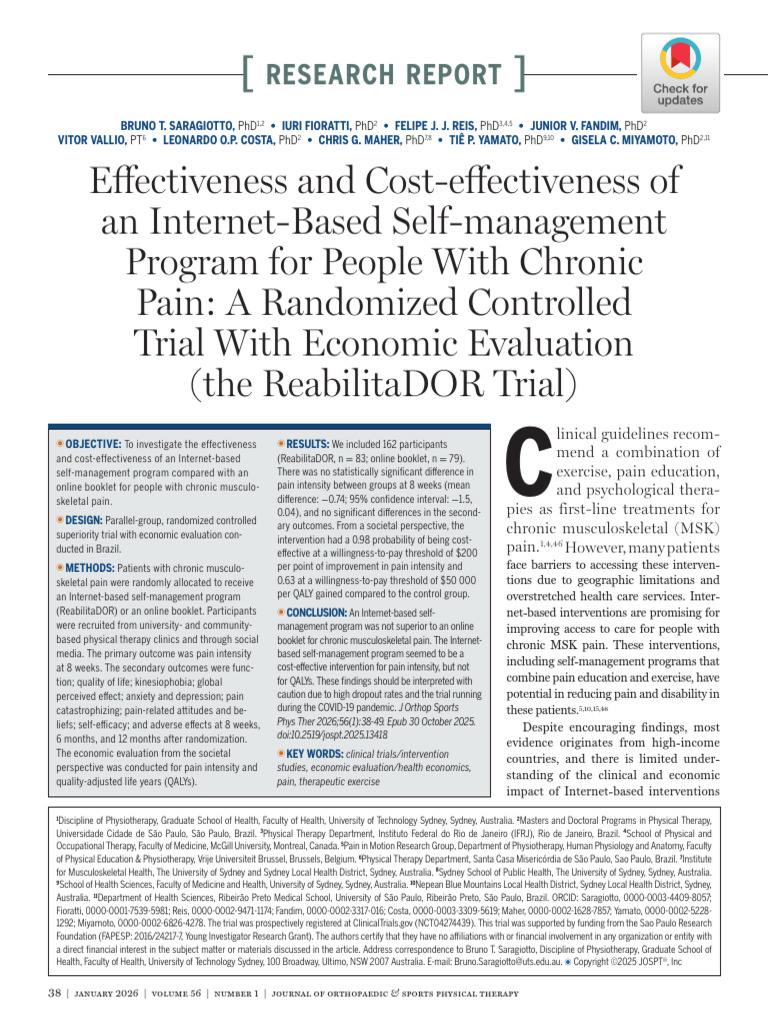 Saragiotto Et Al 2025 Effectiveness and Cost Effectiveness of An ...