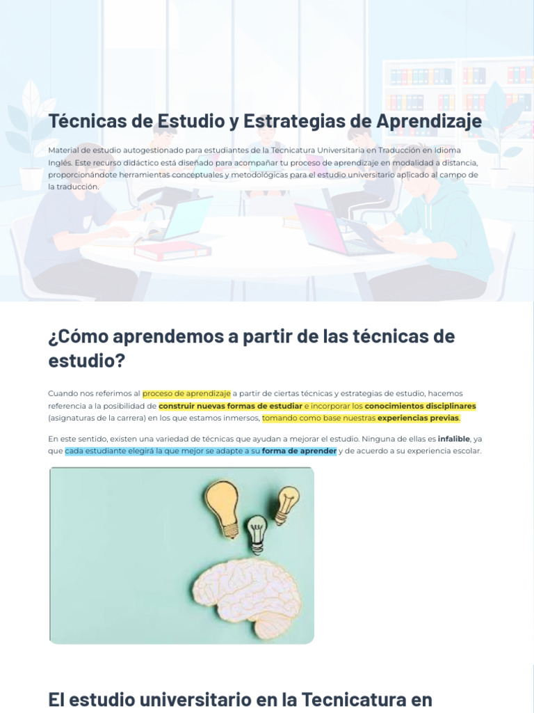 Tecnicas de Estudio y Estrategias de Aprendizaje | PDF | Aprendizaje ...