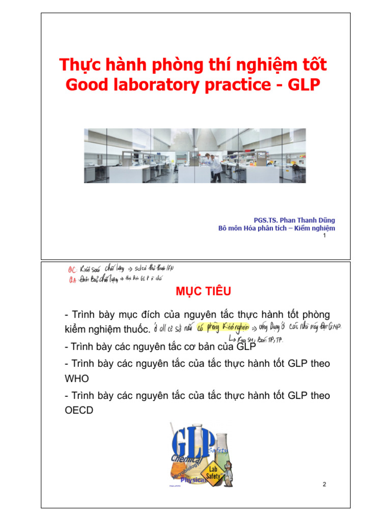 Thực hành phòng thí nghiệm tốt Good laboratory practice - GLP | PDF