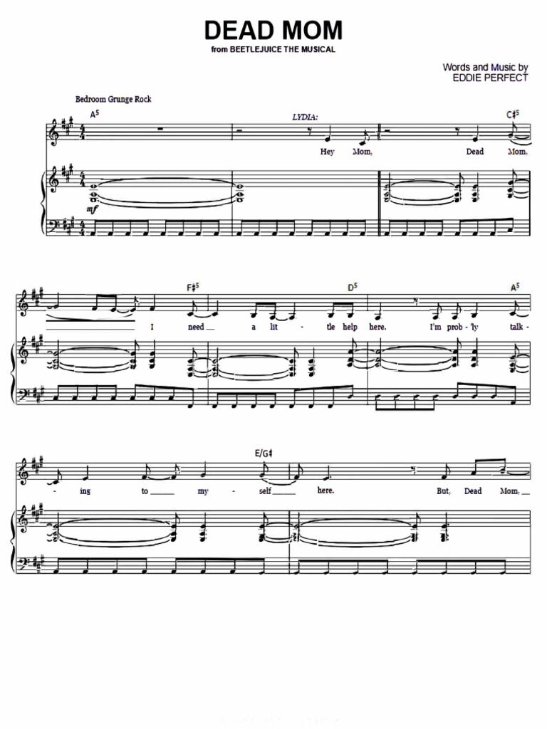 Dead Mom Sheet Music From Beetlejuice Thepianonotes.com 1 2 | PDF