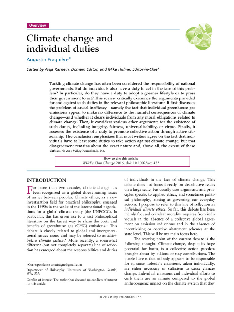 Climate Change and Individuals Duties | PDF | Greenhouse Gas | Climate ...
