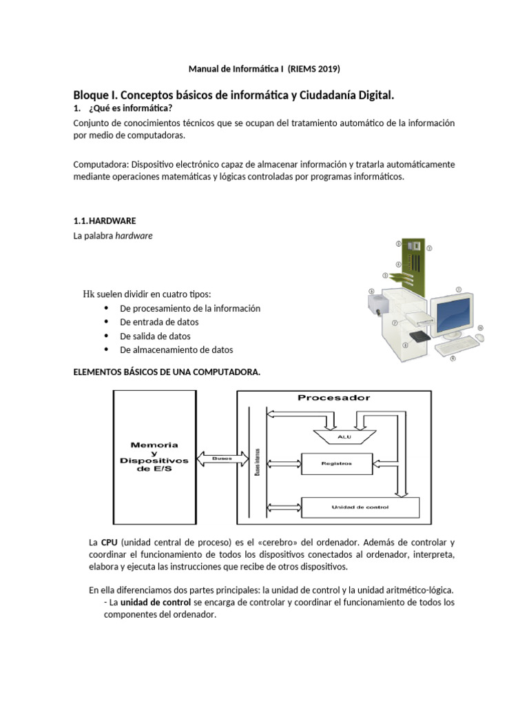 Manual Completo de Informática I RIEMS 2018 | PDF | Informática