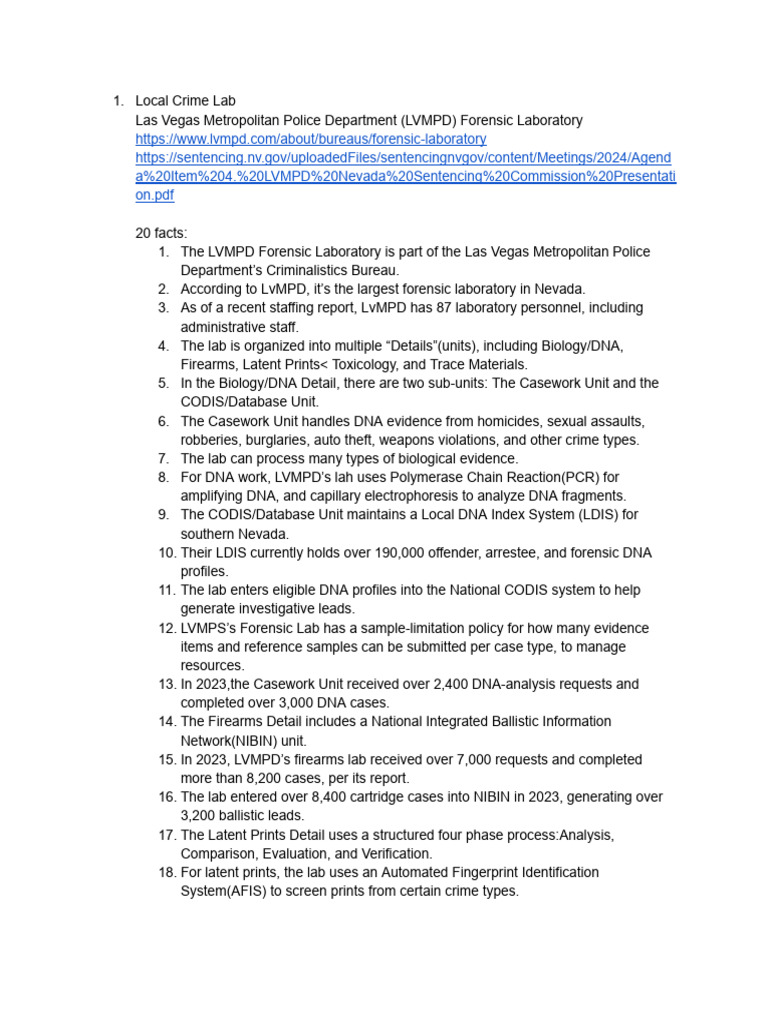 Local & Federal Forensic Labs | PDF | Forensic Science | Law ...