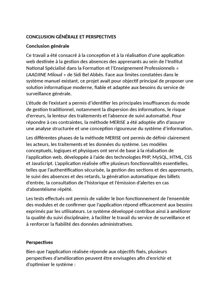 Conclusion Générale Et Perspectives | PDF | Internet | Internet et Web