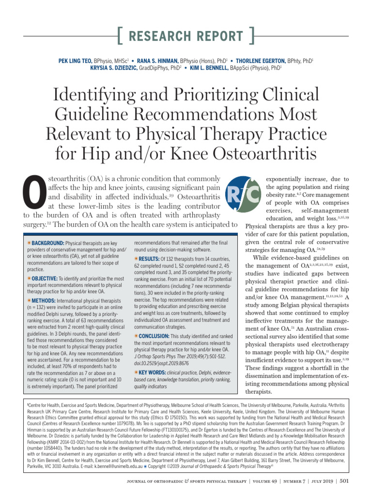 Teo Et Al 2019 Identifying and Prioritizing Clinical Guideline ...