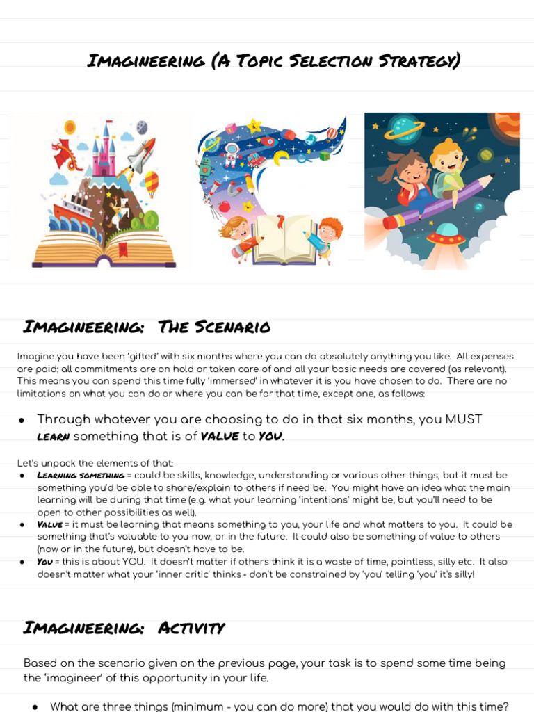 Topic_Selection_Strategy_-_Imagineering | PDF | Learning | Cognition