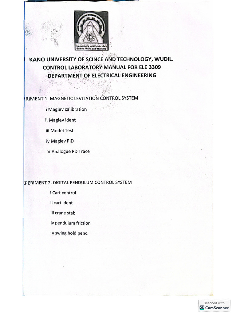 Control Lab Manual | PDF