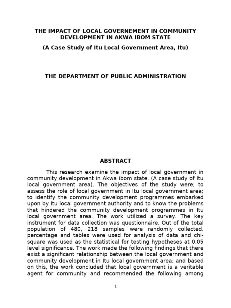 The Impact of Local Governement in Community Development in Akwa Ibom ...