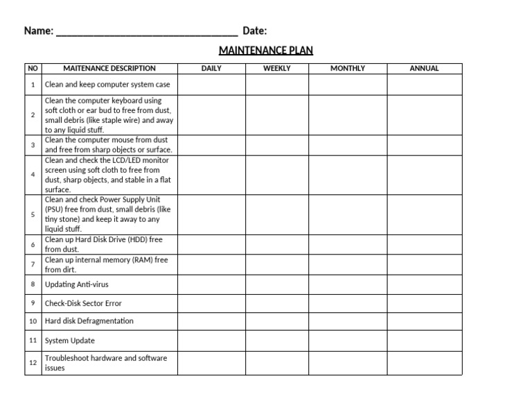 Maintenance Plan | PDF