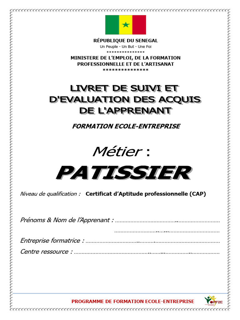 Livret Cap Patissier - VFF | PDF | Apprentissage | Système d'exploitation