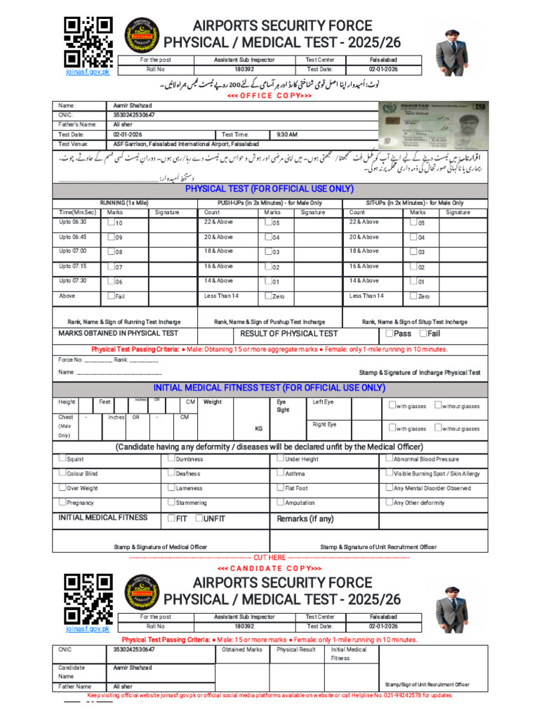 Test Slip - Join ASF | PDF | Diseases And Disorders | Medical Specialties