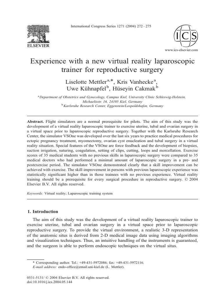 04experience With A New Virtual Reality Laparoscopic | PDF | Simulation ...