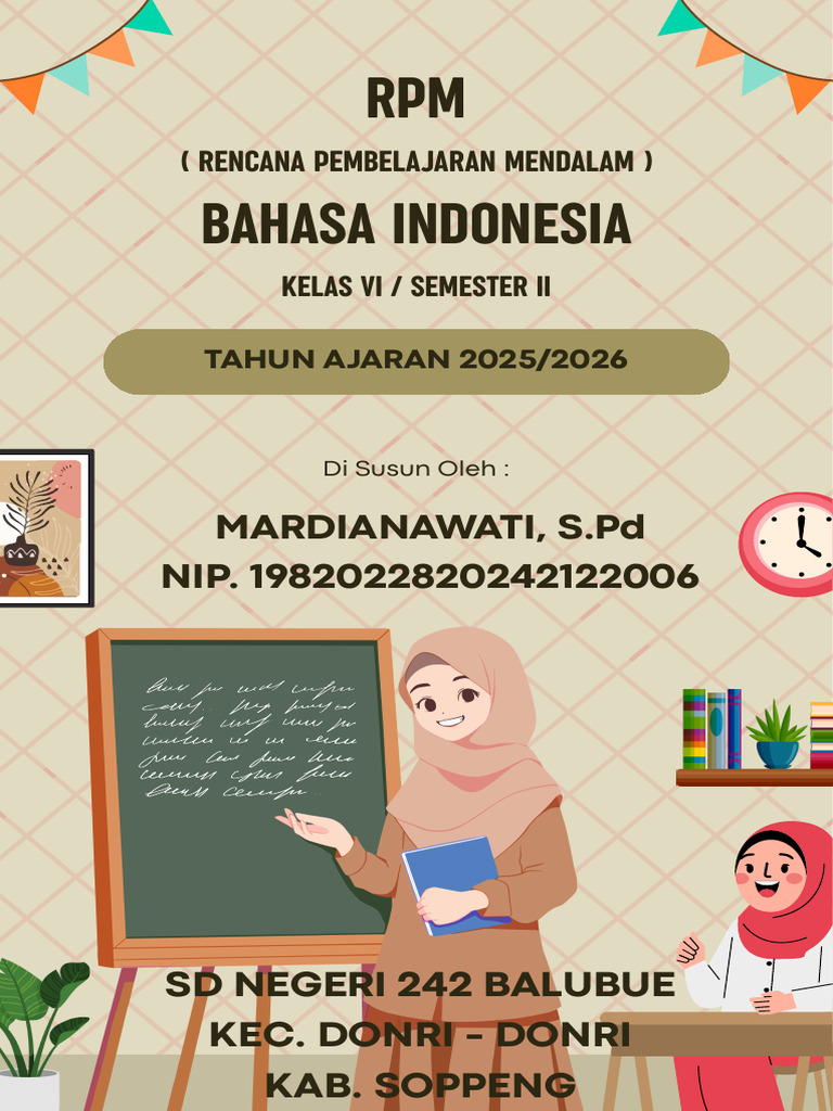 Sampul Modul Ajar Bahasa Indonesia Kuning Ilustratif | PDF