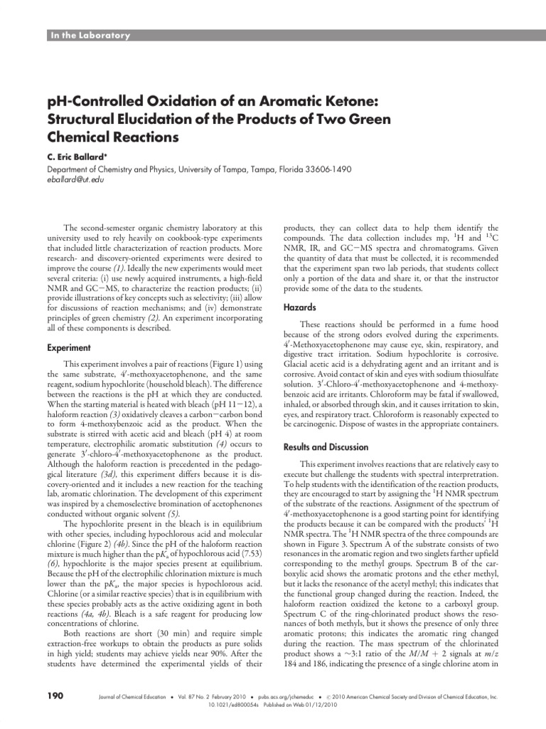 2010 Ph Controlled Oxidation of an Aromatic Ketone Structural ...