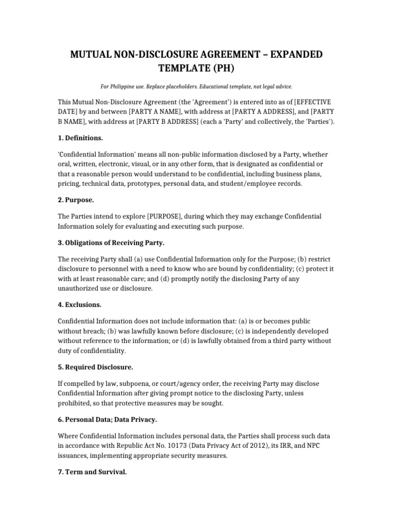04 - Mutual - NDA - Expanded D Legal Document. | PDF | Non Disclosure ...