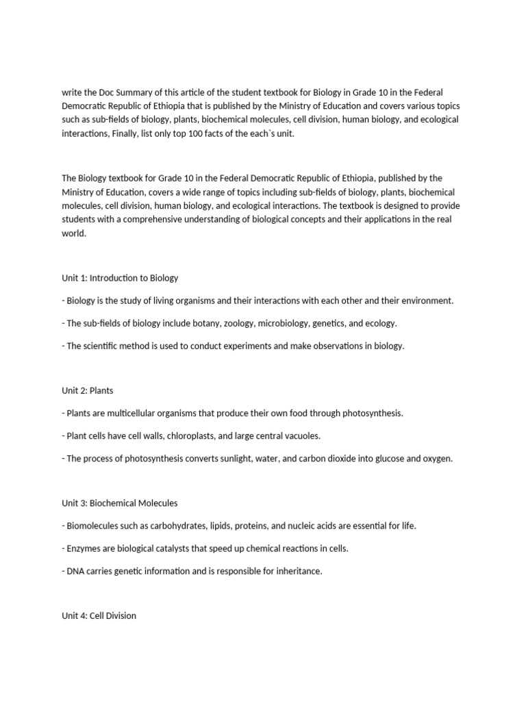 Write the Doc Summary of This Article of the Student Textbook for ...
