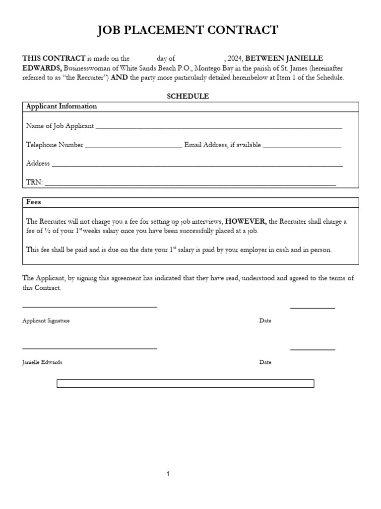 Employment Placement Contract-1 | PDF