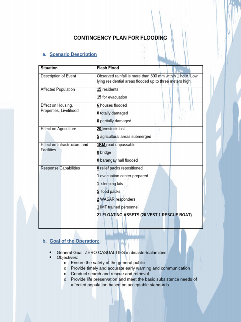 Contingency Plan For Flooding | PDF | Emergency Evacuation | Tsunami