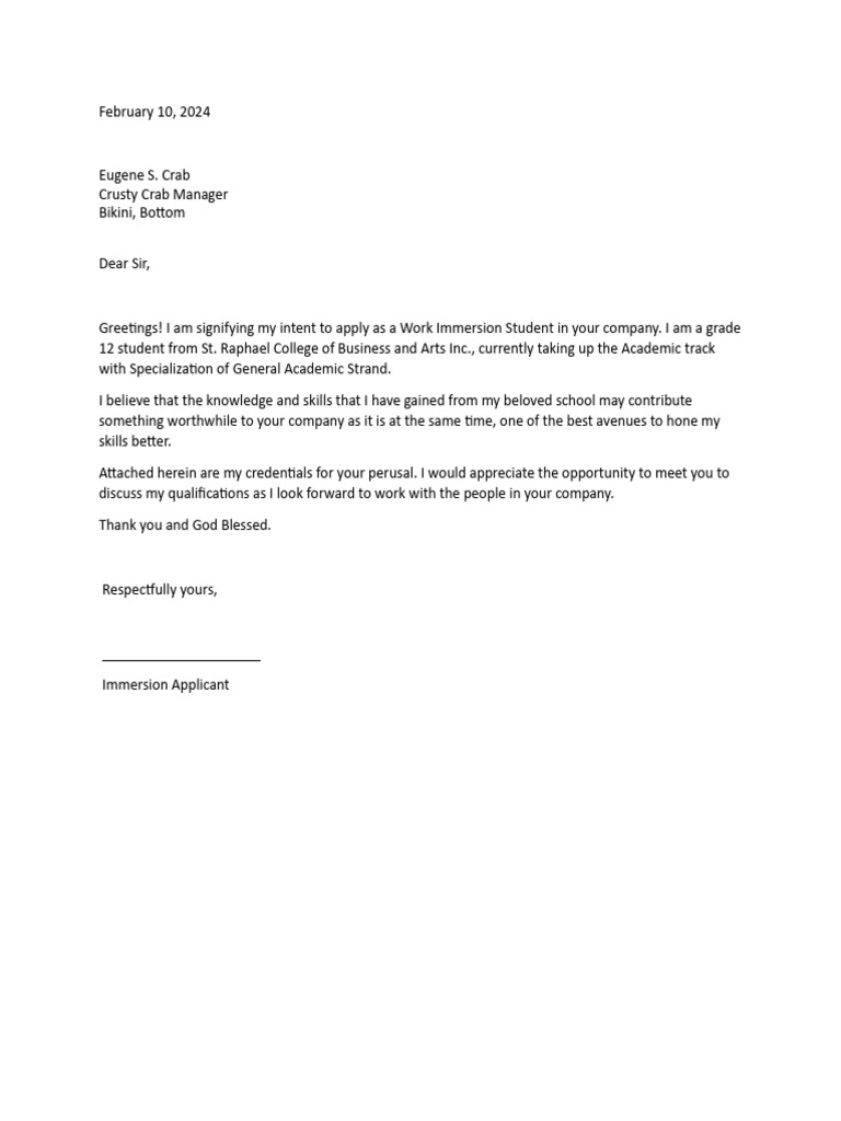 Sample Application Letter | PDF