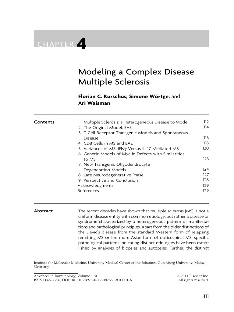 Chapter 4 - Modeling A Complex Disease - Multiple Sclerosis (2011 ...