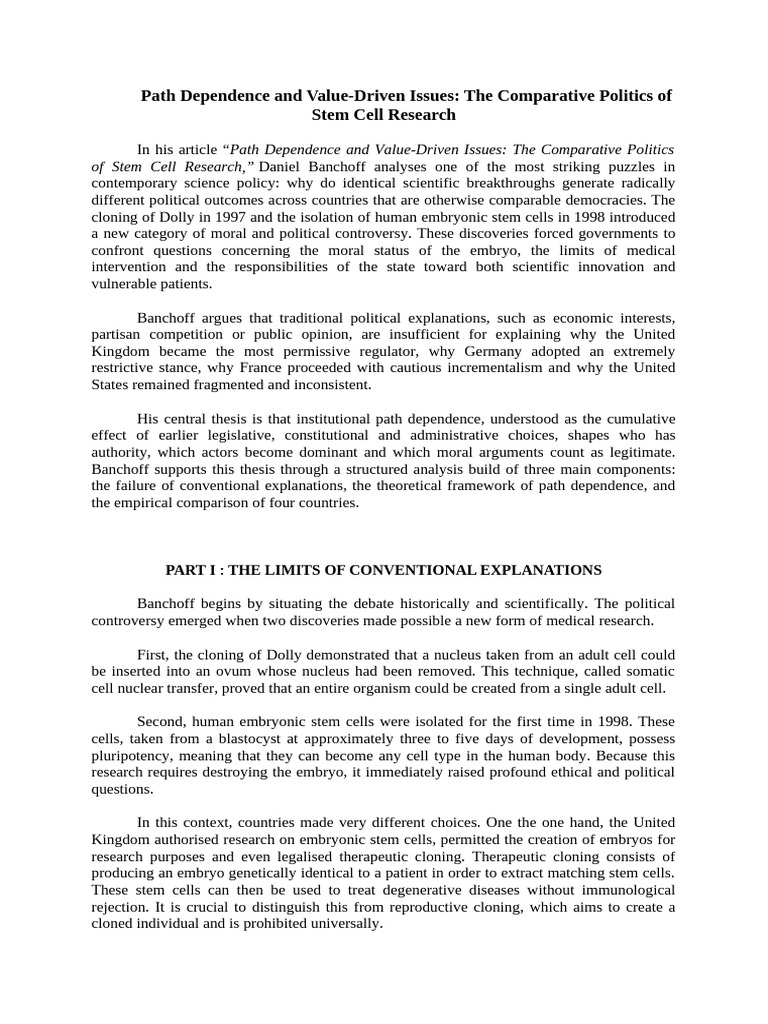 Path Dependence and Value-Driven Issues- The Comparative Politics of ...