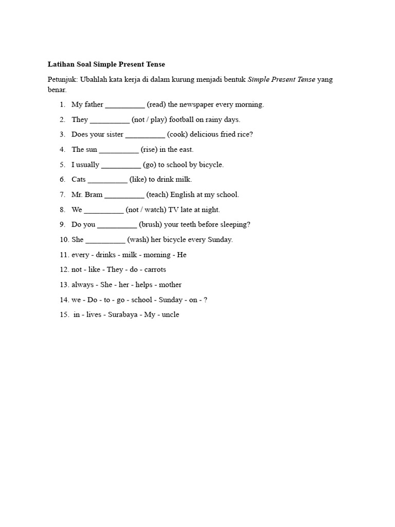 Latihan Soal Simple Present Tense | PDF