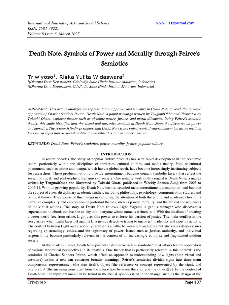 Death Note Symbols of Power and Morality | PDF | Semiotics | Narrative