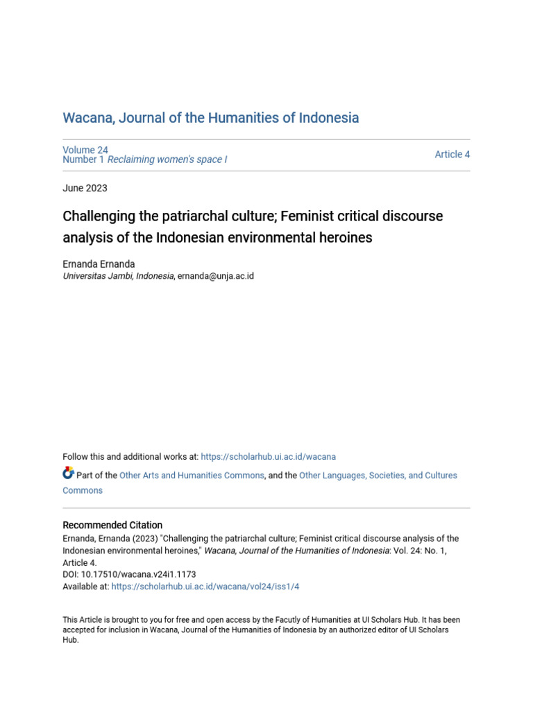 Challenging the Patriarchal Culture; Feminist Critical Discourse | PDF ...